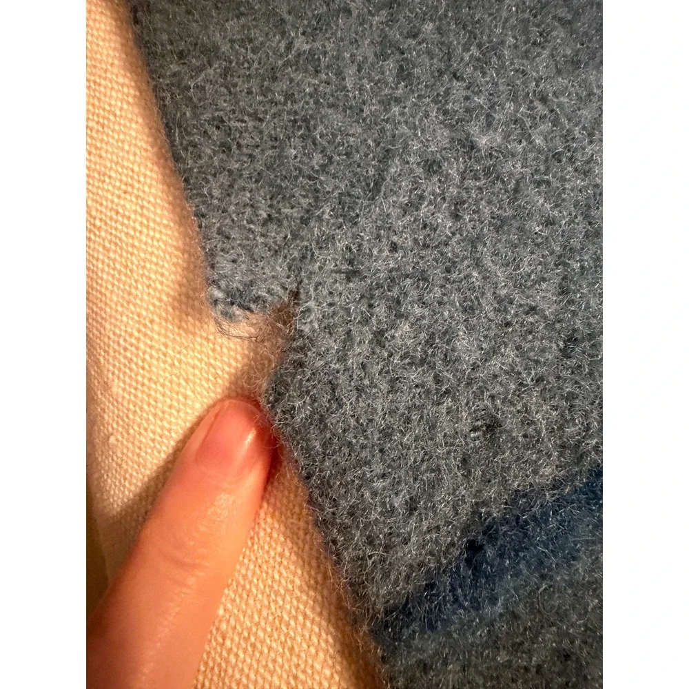 Hudsons Bay Company 3.5 Point Wool Blanket Teal Blue Navy Stripe England 59x78